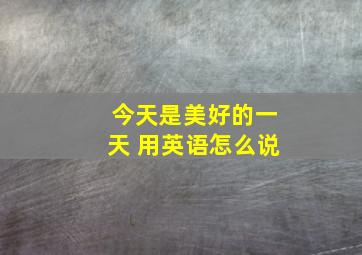 今天是美好的一天 用英语怎么说